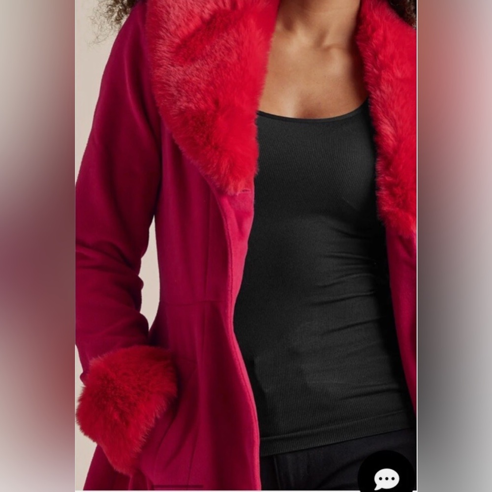 Venus Faux Wool A-Line Maxi Glam Coat – Vibrant Red – Size 6 – NWOT - Picture 6 of 14